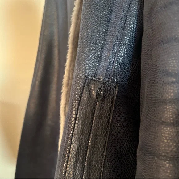 Adolfo Dominguez Faux Suede Fur Coat Off Center Fastening Buckle Hood 36 Size S - Picture 3 of 9